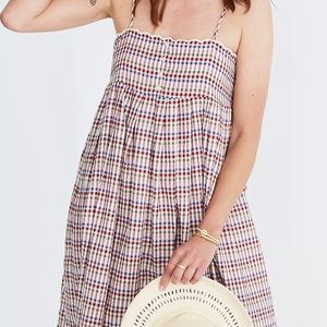 Madewell Scalloped Midi Dress in Rainbow Gingham - size 8
